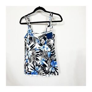 Shape Solver Swim Womens Tankini Two Piece Top Floral Adjustable Size 12 NEW